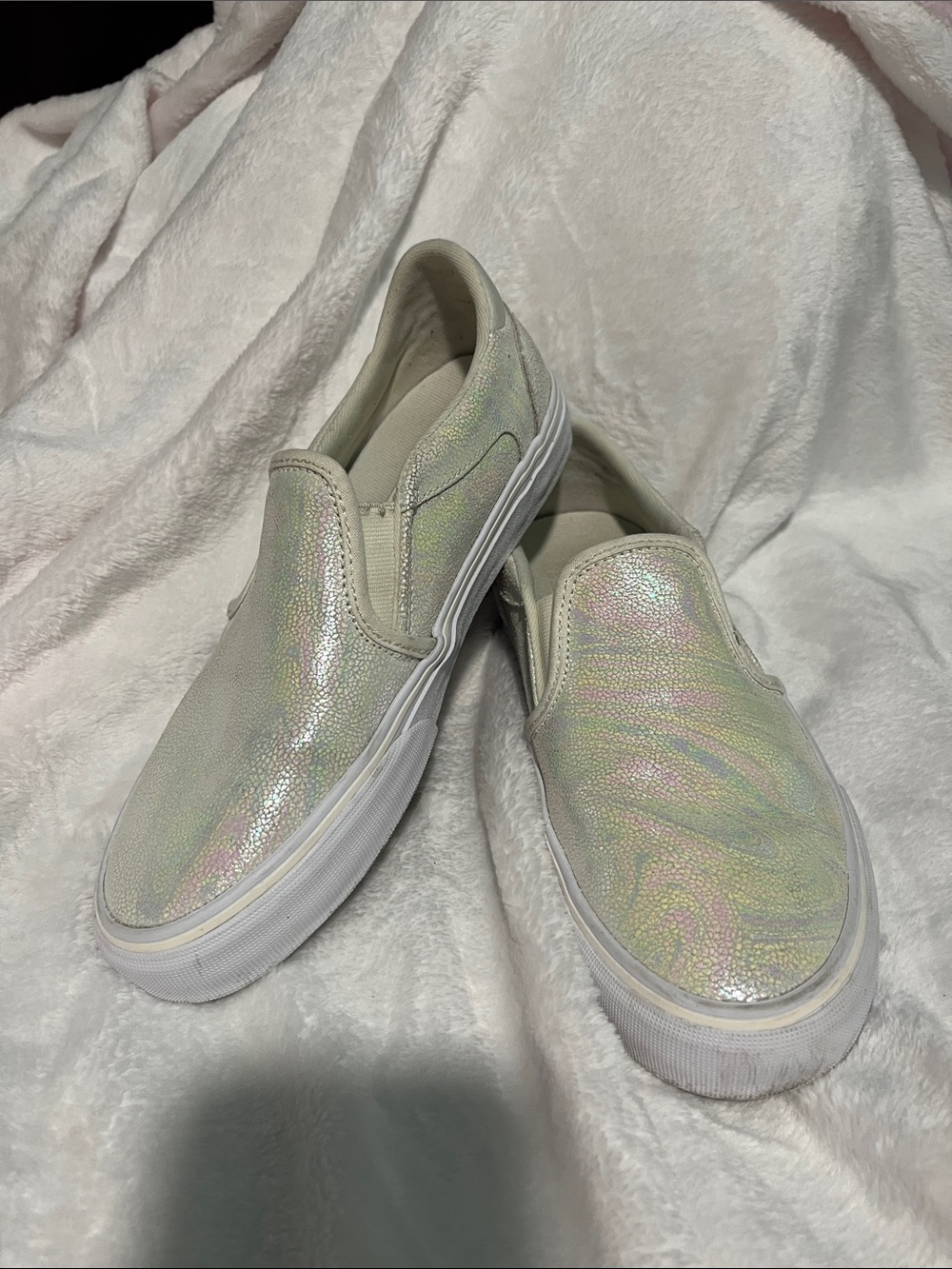 Vans Iridescent White Slip-On Sneakers